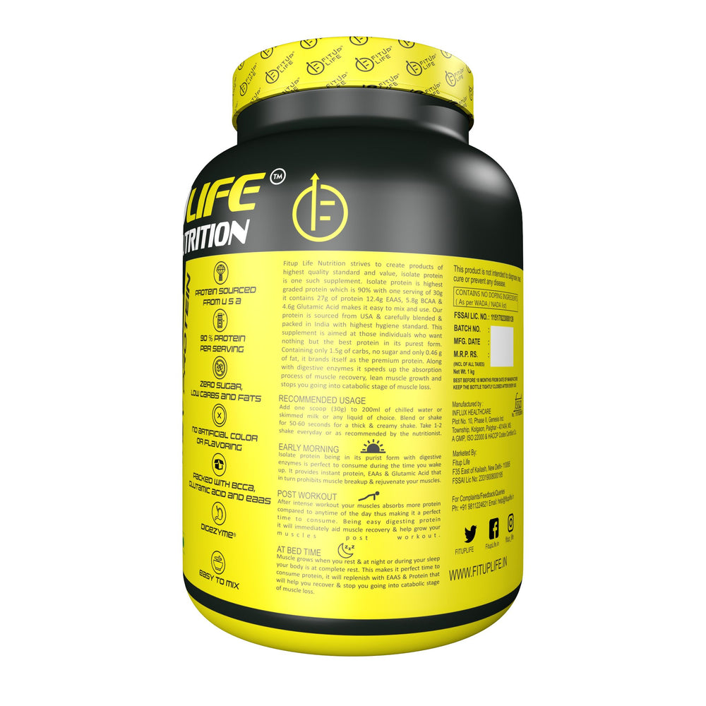 Isolate Whey Protein 1kg (Flavoured) - Fitup Life