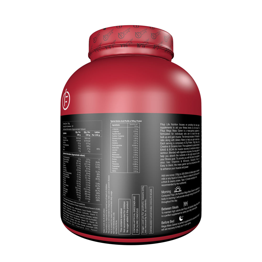 Mega Mass Gainer 3kg(Double Chocolate Mousse) - Fitup Life