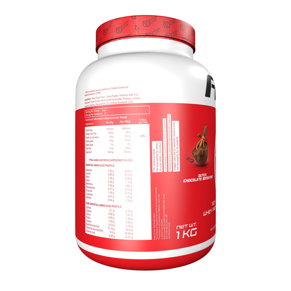 Whey Protein Concentrate 1kg (Flavoured) - Fitup Life