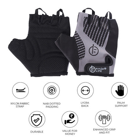 GREY GLOVES WITH NAB PADDING WRIST SUPPORT - Fitup Life