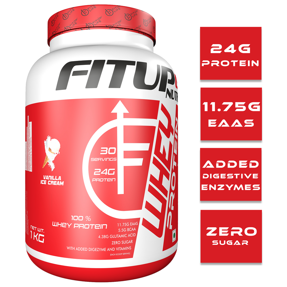 Whey Protein Concentrate 1kg (Flavoured) - Fitup Life